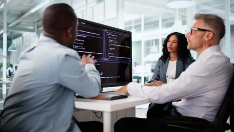 Diverse Team Coding In Office Stock Footage 312464726
