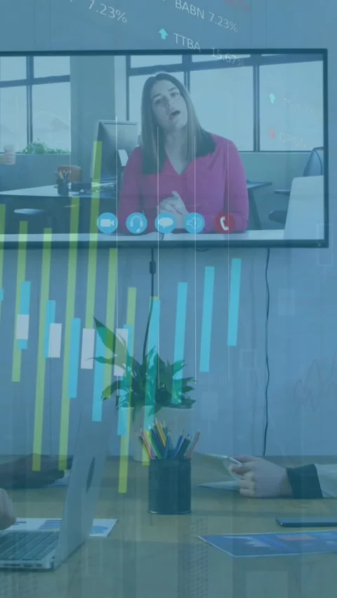 Diverse team collaborates online in a global medicine venture. Stock Footage 344594438
