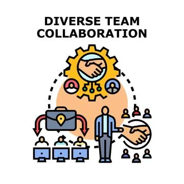 Diverse team collaboration working process concept Stock Illustration