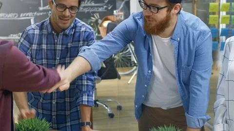Diverse Team of Creative Developers Make Building Successful Partnership Gesture Stock Footage 84103853