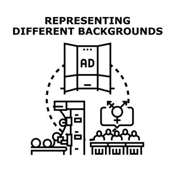 Diverse team discussing project, embracing different backgrounds Illustrazione stock