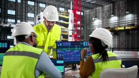 Diverse Team Of Engineers Working Stock Footage 331154381