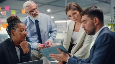 Diverse Team Having Work Meeting in Business Office Stock Footage 159797931