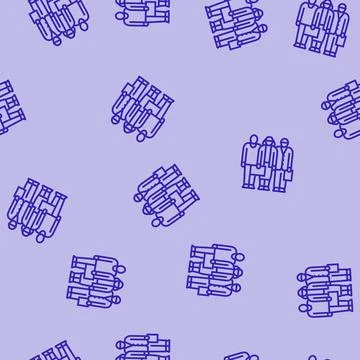 Diverse team line seamless pattern Stock Illustration