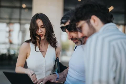 Diverse team of professionals analyzing data and strategizing in a business Stock Photos