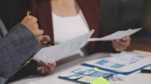 Diverse team of professionals engaged in a website graphic design board mee.. Stock Footage 316145073