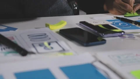 Diverse team of professionals engaged in a website graphic design board mee.. Stock Footage 316145302