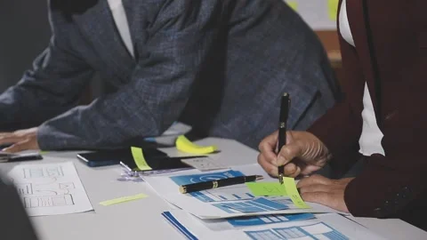 Diverse team of professionals engaged in a website graphic design board mee.. Stock Footage 316145368
