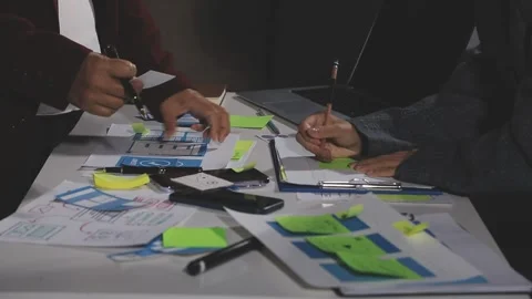 Diverse team of professionals engaged in a website graphic design board mee.. Stock Footage 316145468