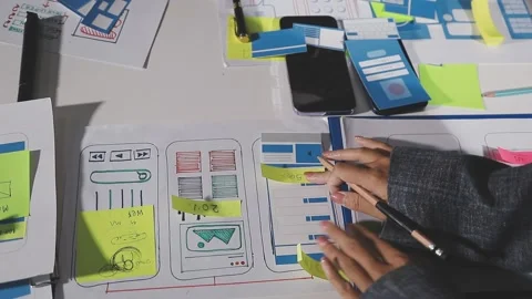 Diverse team of professionals engaged in a website graphic design board mee.. Stock Footage 316145629