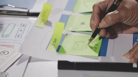 Diverse team of professionals engaged in a website graphic design board mee.. Stock Footage 316145662