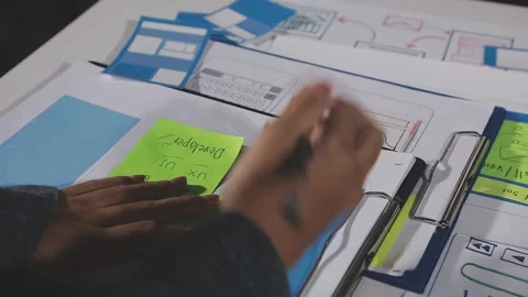 Diverse team of professionals engaged in a website graphic design board mee.. Stock Footage 316145750
