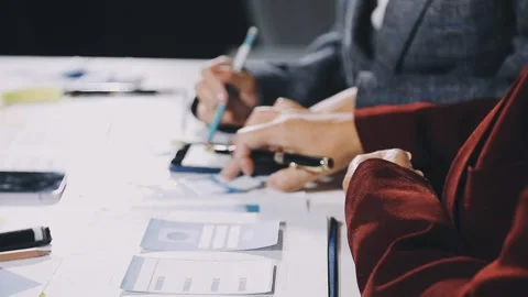 Diverse team of professionals engaged in a website graphic design board mee.. Stock Footage 317429330