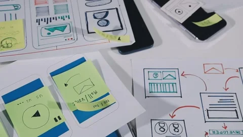 Diverse team of professionals engaged in a website graphic design board mee.. Stock Footage 317429417