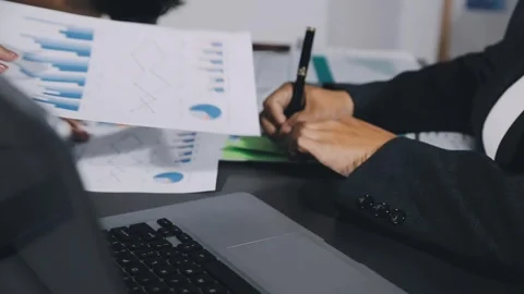Diverse team of professionals engaged in a website graphic design board mee.. Stock Footage 317429465