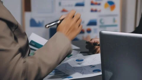 Diverse team of professionals engaged in a website graphic design board mee.. Stock Footage 317429476
