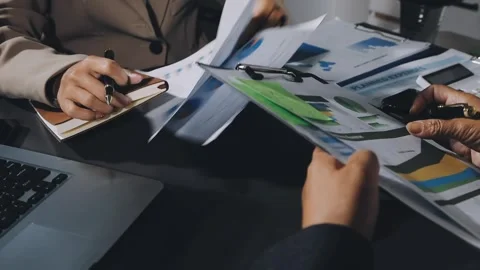 Diverse team of professionals engaged in a website graphic design board mee.. Stock Footage 317429494