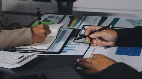 Diverse team of professionals engaged in a website graphic design board mee.. Stock Footage 317429520