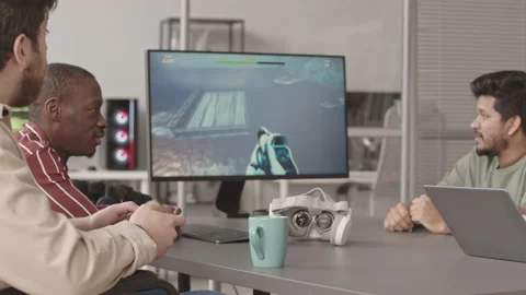 Diverse Team of Programmers Testing Video Game Stock Footage 172192829