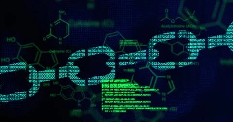 Diverse team of scientists analyzing data on multiple screens Stock Photos