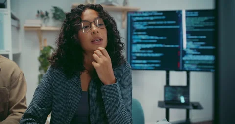 Diverse team software developer discuss AI coding and project at office. Stock Footage 343927745