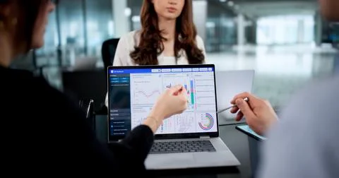 Diverse Team Uses Technology For Predictive Data Analytics In Office. Stock Photos