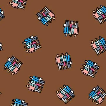 Diverse team vector seamless pattern Stock Illustration