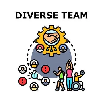 Diverse team working together achieving business goals Illustrazione stock