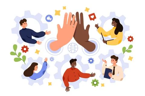 Diverse Teamwork Collaboration High Five Concept Stockillustratie
