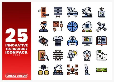 Diverse technology icons set in a clean. modern style. showcasing innovation. Stock Illustration