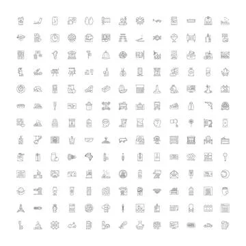 Diverse thin line icons collection illustrating various concepts Stock Illustration
