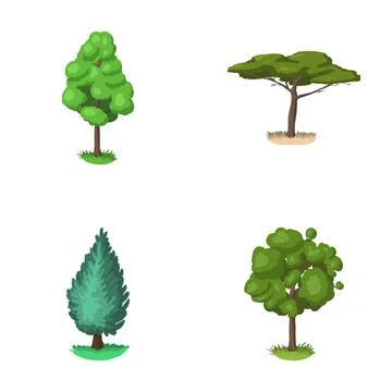 Diverse tree types growing illustrating nature and environment Stock Illustration