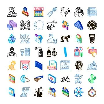 Diverse universal icon set covering various life aspects Ilustración de archivo