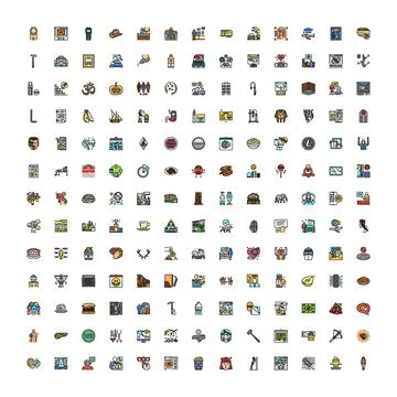 Diverse universal icon set for multiple concepts and themes Stock Illustration