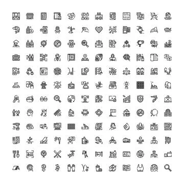 Diverse universal interface icons set offering various concepts Stock Illustration