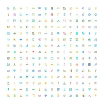 Diverse vector app icon set illustrating various concepts Illustrazione stock
