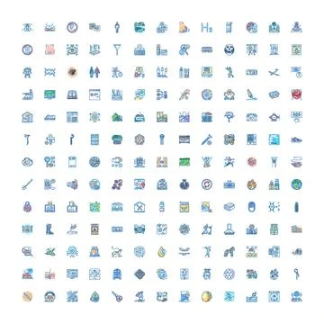 Diverse vector doodle icons exploring modern concepts Stock Illustration