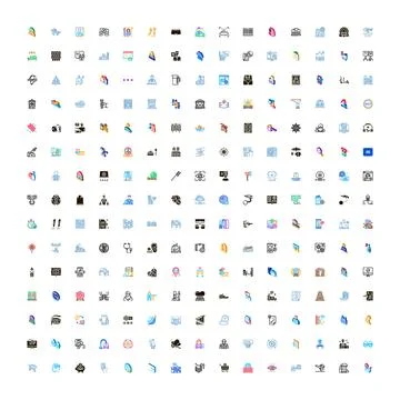 Diverse vector icon set for business development and technology Illustrazione stock
