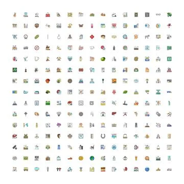 Diverse vector icon set covering various daily life concepts Stock Illustration