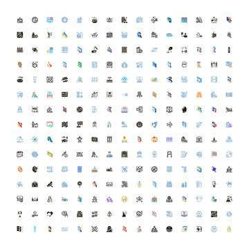 Diverse vector icon set illustrating various concepts and themes Ilustración de archivo