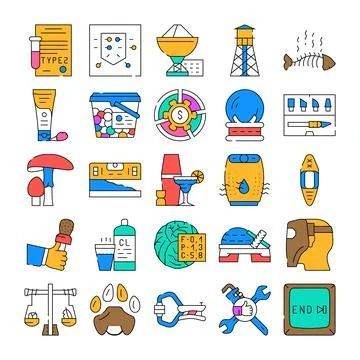 Diverse vector icon set representing various concepts Stock Illustration