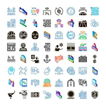 Diverse vector icons collection illustrating various concepts and themes Stock Illustration