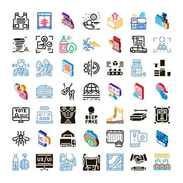 Diverse vector icons illustrating technology lifestyle and business concepts Stockillustratie