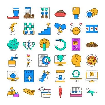 Diverse vector icons representing abstract concepts and daily activities イラスト素材