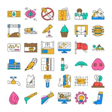 Diverse vector icons representing various concepts and themes 스톡 일러스트