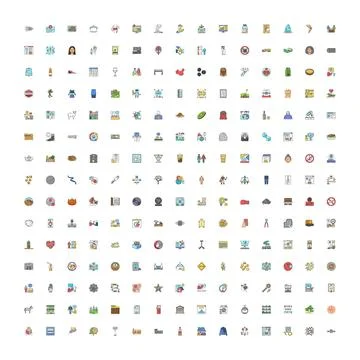 Diverse vector icons set illustrating various concepts Illustrazione stock