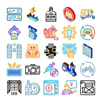 Diverse vector isometric icon set illustrating modern concepts Illustrazione stock