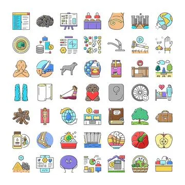 Diverse vector line icons collection covering concepts 스톡 일러스트