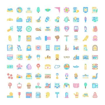 Diverse vector line icons set on white background Stock Illustration