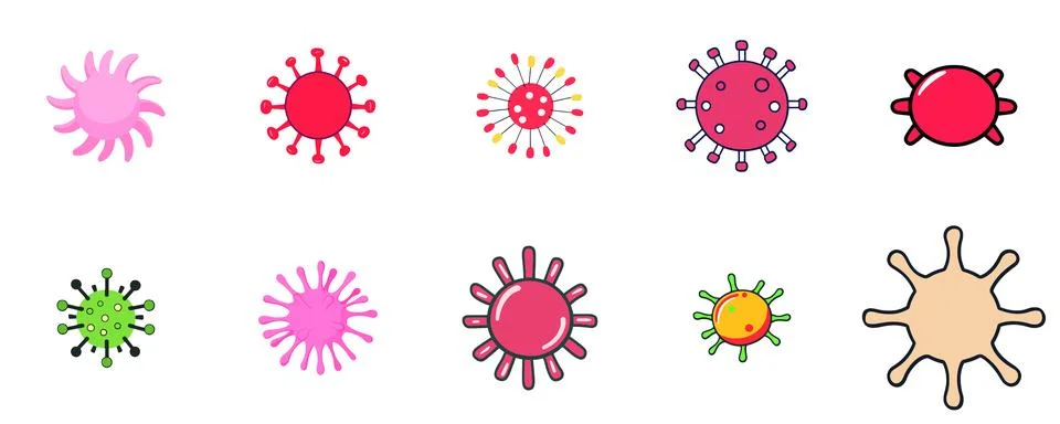 Diverse Virus Cell Patterns in Vivid Colors Stock Illustration